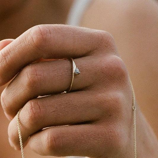 asymmetrical salt and pepper diamond ring