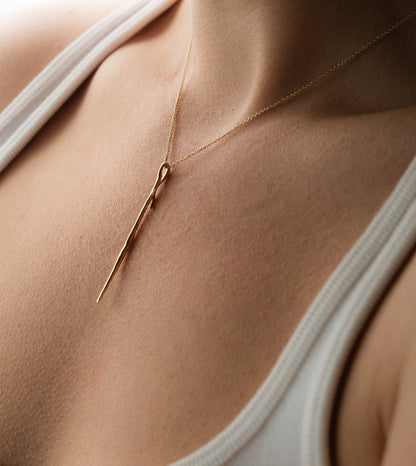 organic stick necklace | 14k gold